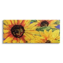 Modern Yellow Sunflower Trio Botanical & Floral Graphic Art Gallery Wrapped Canvas Print Wall Art