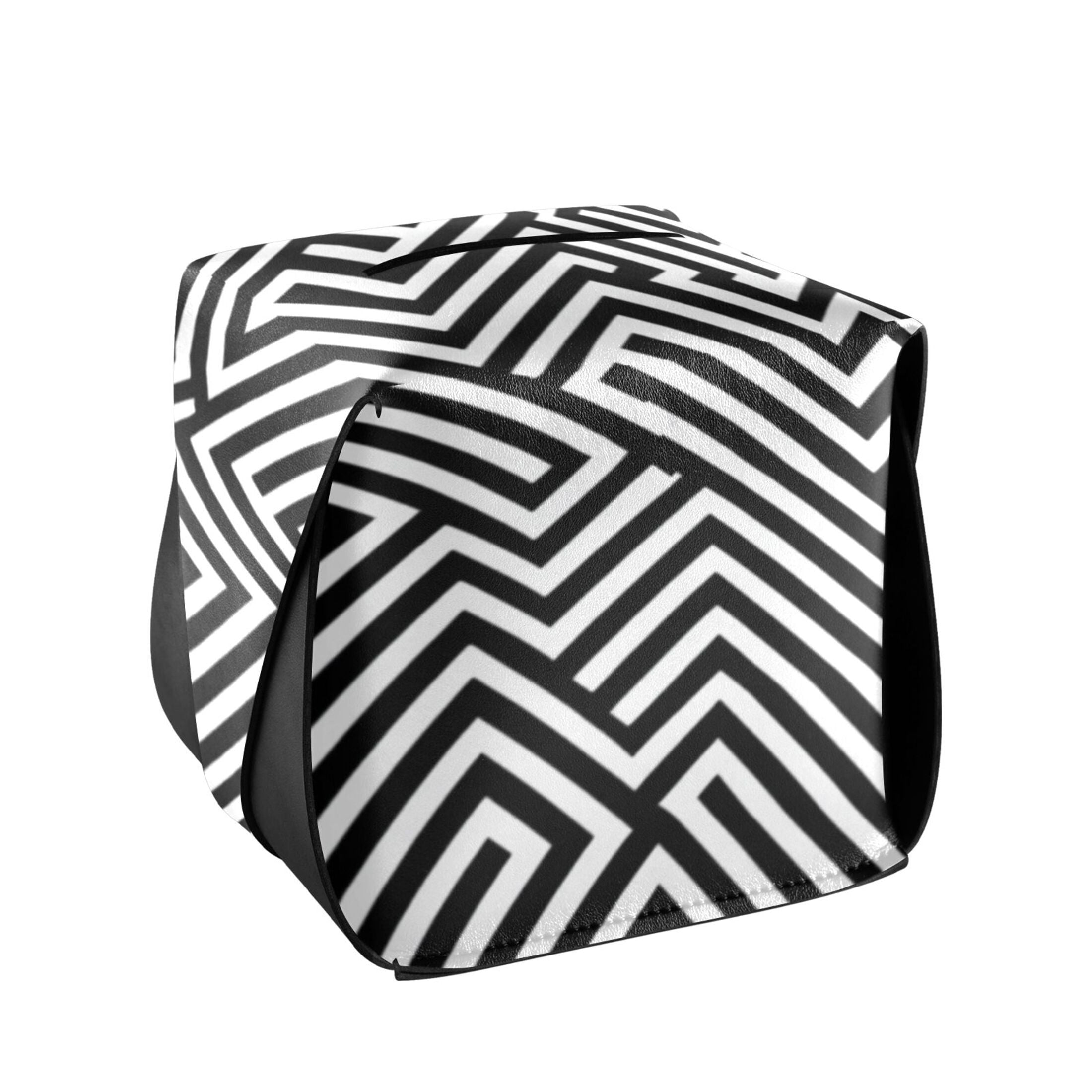 Modern Zigzag Lines 5.7in Leather Tissue Box Cover Square PVC