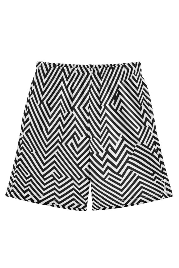 Modern Zigzag Lines Athletic Shorts Breathable with Comfort Fit Drawstring Casual Sweatshorts Medium