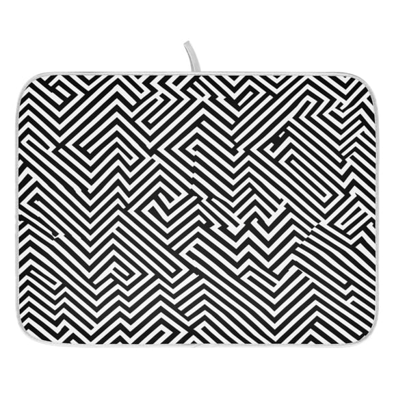 Modern Zigzag Lines Dish Drying Mat for Kitchen, Quick Drying Absorbent Soft Durable 16" x 18"
