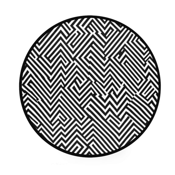 Modern Zigzag Lines Memory Foam Bath Mat 36" Absorbent Rug with Non Slip Base and 4 Bonus Pads