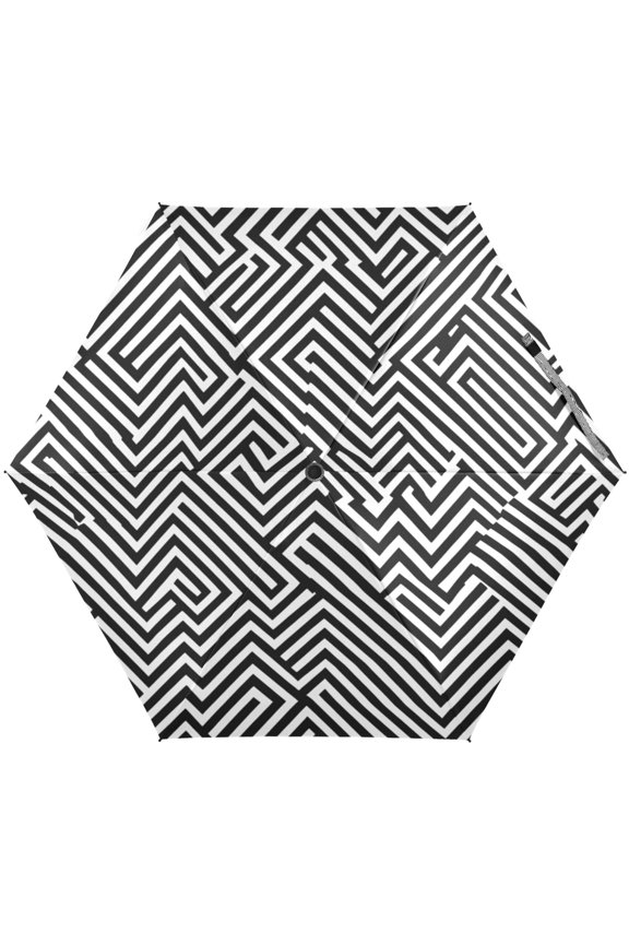 Modern Zigzag Lines Umbrellas for Sun Auto Open Close UV50+ Waterproof 5-Fold Compact Fiberglass Frame