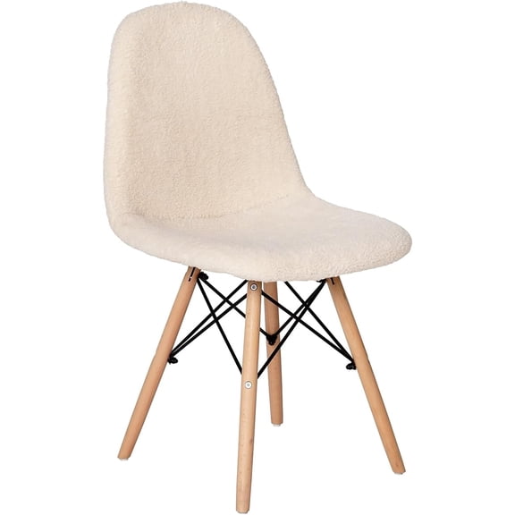 Modern Zula Modern Padded Armless Faux Sherpa Accent Chair with Beechwood Legs - Off-White