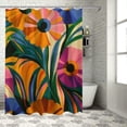thumbnail image 1 of Modern abstract Bohemian bathroom shower curtain, cute retro floral bathroom shower curtain, retro checkered flower shower curtain, waterproof fabric shower curtain decoration, 1 of 7