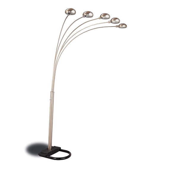 Modern and Black Floor Lamp with 5 Curved Dome Shades, 92 Inch Tall Dimmer Light for Living Room, Bedroom or Office