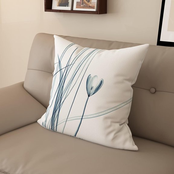 Modern and Minimalist Style Living Room Sofa Pillow Cover, Digital Printed Square Cushion Cover, with Beautiful Floral Print (16 * 16inch, 03028)