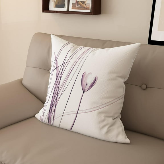 Modern and Minimalist Style Living Room Sofa Pillow Cover, Digital Printed Square Cushion Cover, with Beautiful Floral Print (18 * 18inch, 03024)