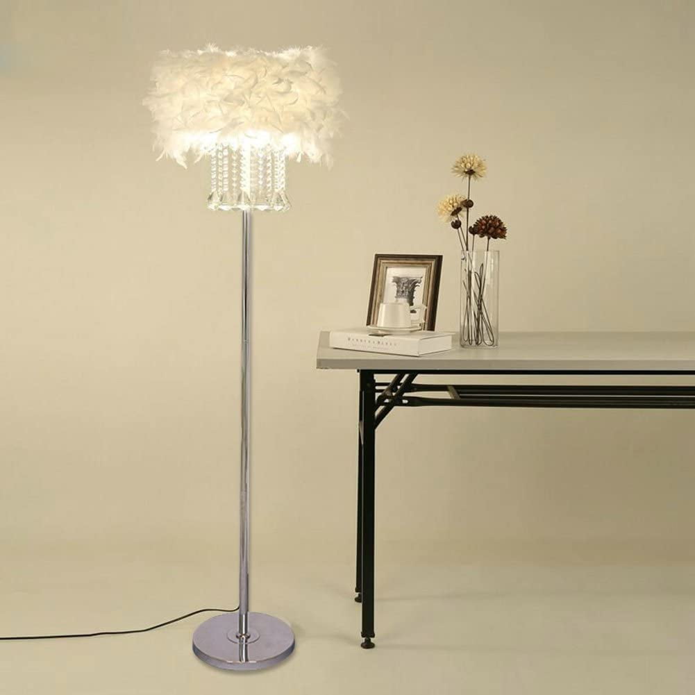 Lighting 180 Modern and Simple Crystal Floor Lamp Home Lighting for Living Room Bedroom, Lampshade White,3 Lights