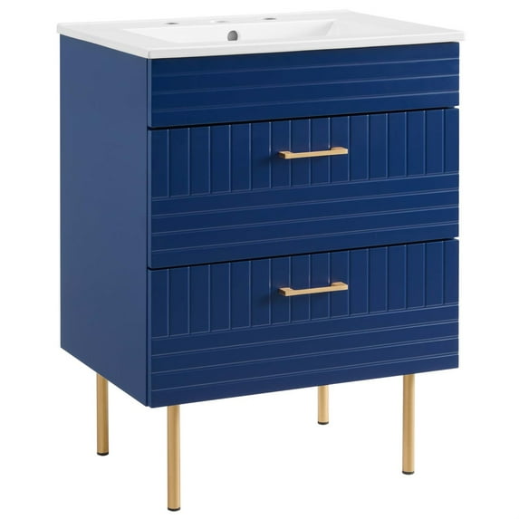 Modern and Sleek Daybreak 24" Bathroom Vanity with Gold Metal Legs