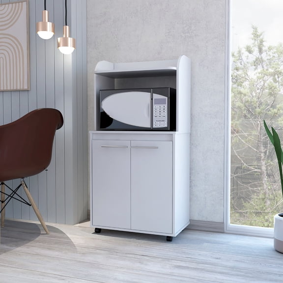 Modern and Spacious - Ideal Kitchen Storage for Microwave Placement