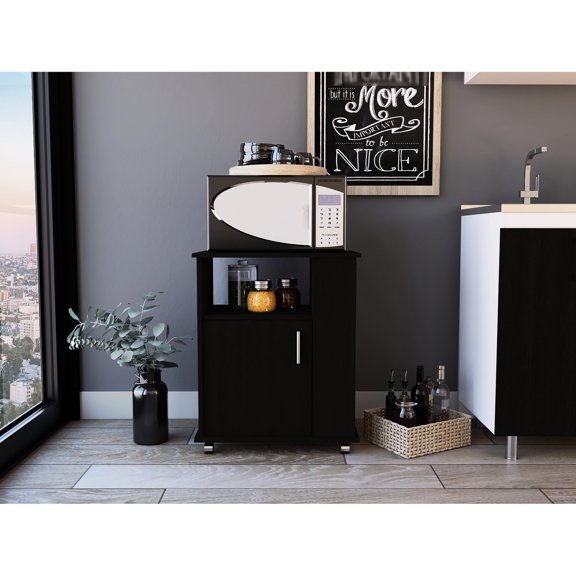 Modern and practical - Elevate your kitchen decor with a black microwave cabinet