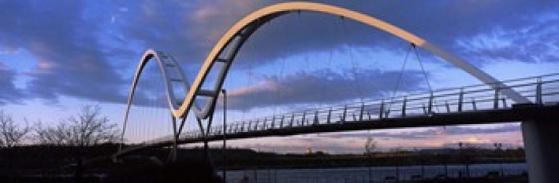 Modern bridge over a river Infinity Bridge River Tees Stockton-On-Tees Cleveland England Canvas Art - Panoramic Images (18 x 6)