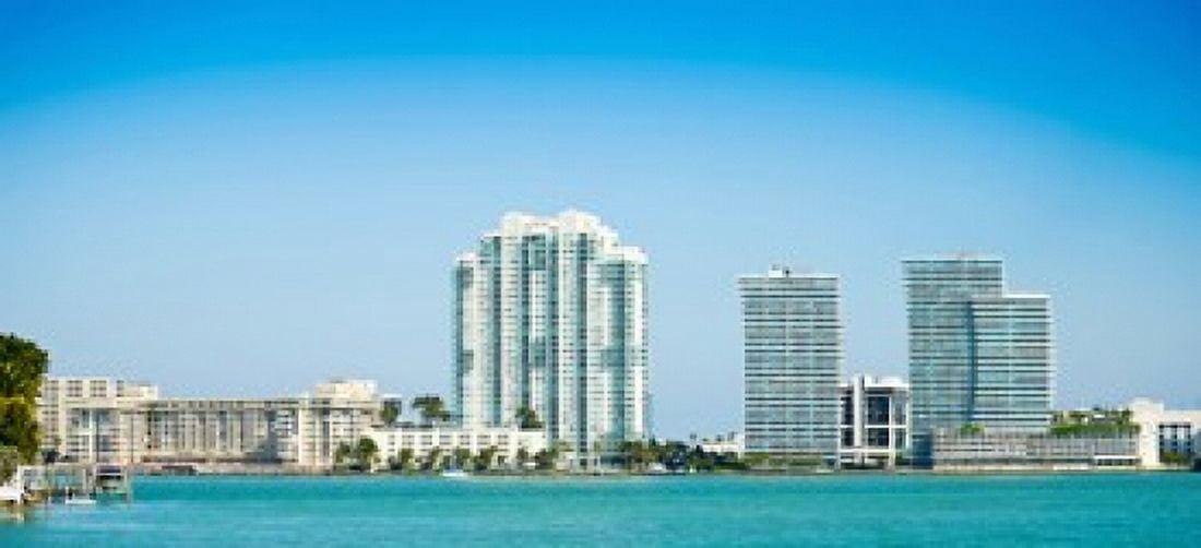 Modern buildings at the waterfront Miami Florida USA 2013 Canvas Art - Panoramic Images (15 x 7)