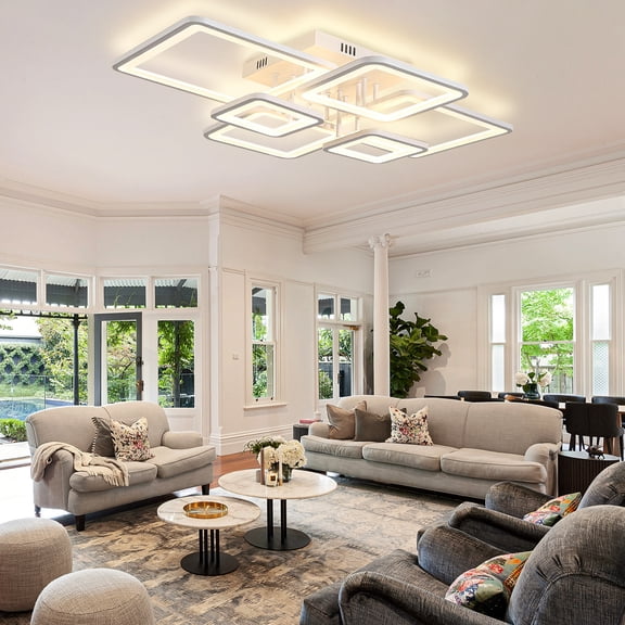 Modern ceiling lights, acrylic ceiling lights, 3-colour dimming, LED recessed ceiling lights, with remote control, square acrylic ceiling lights, suitable for bedrooms, living rooms and dining rooms