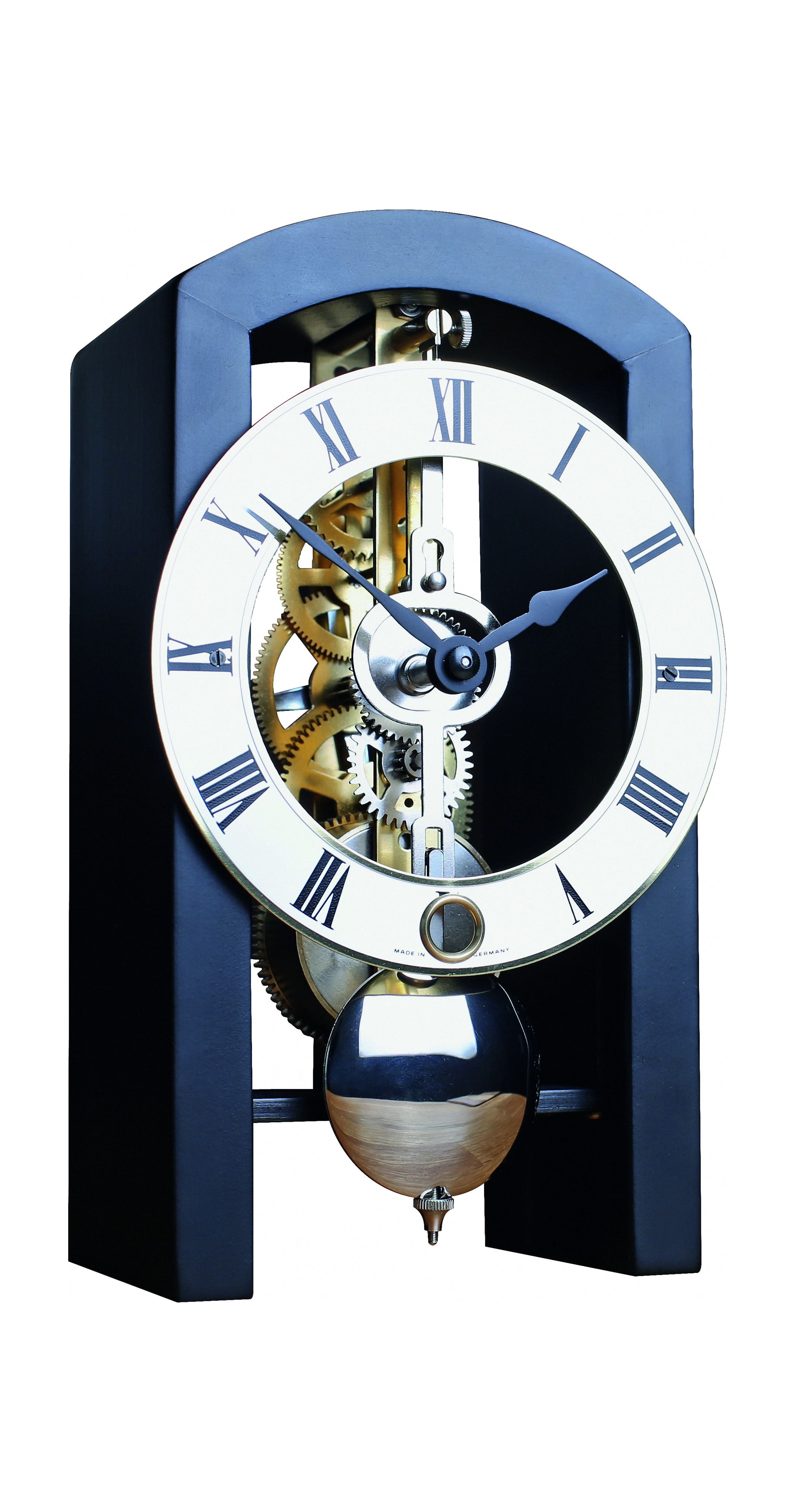 Black Wooden Mechanical Table Clock with Roman Numerals
