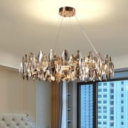 Modern Chandelier Crystal Light Fixture, 8-Light Round Crystal Chandelier, K9 Large Crystal, 23.6 in, for living room, dining room, bedroom