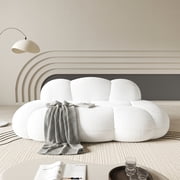 90" Modern Curved Cloud Shaped Couch for Living Room, Boucle LoveSeat 3 Seater Sofa, Upholstered Cloud Couch for Bedroom, Apartment, Small Space White, No Assembly Required