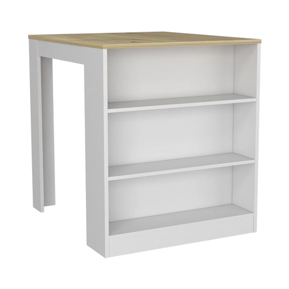 Modern design white and light oak kitchen counter for dining and decor display