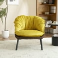 thumbnail image 1 of Modern elegant armchair, velvet reading chair, with metal legs, sturdy and durable, soft and comfortable, suitable for living room, study and bedroom, yellow, 1 of 7