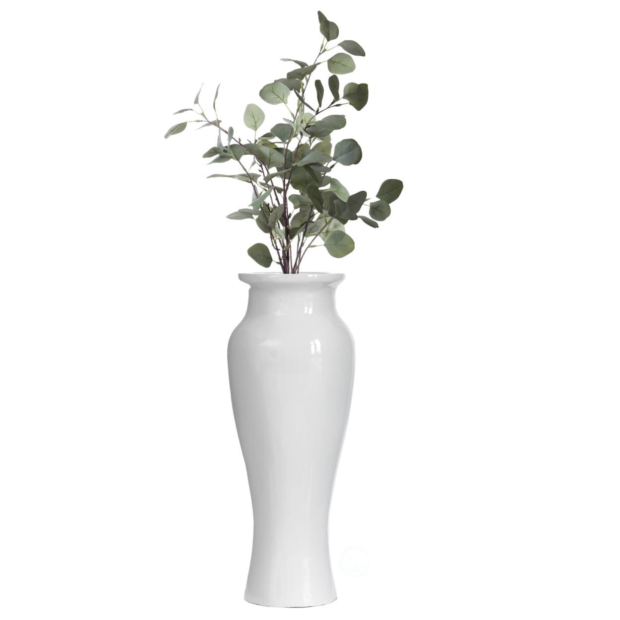 Tall White Fiberglass Trumpet Floor Vase