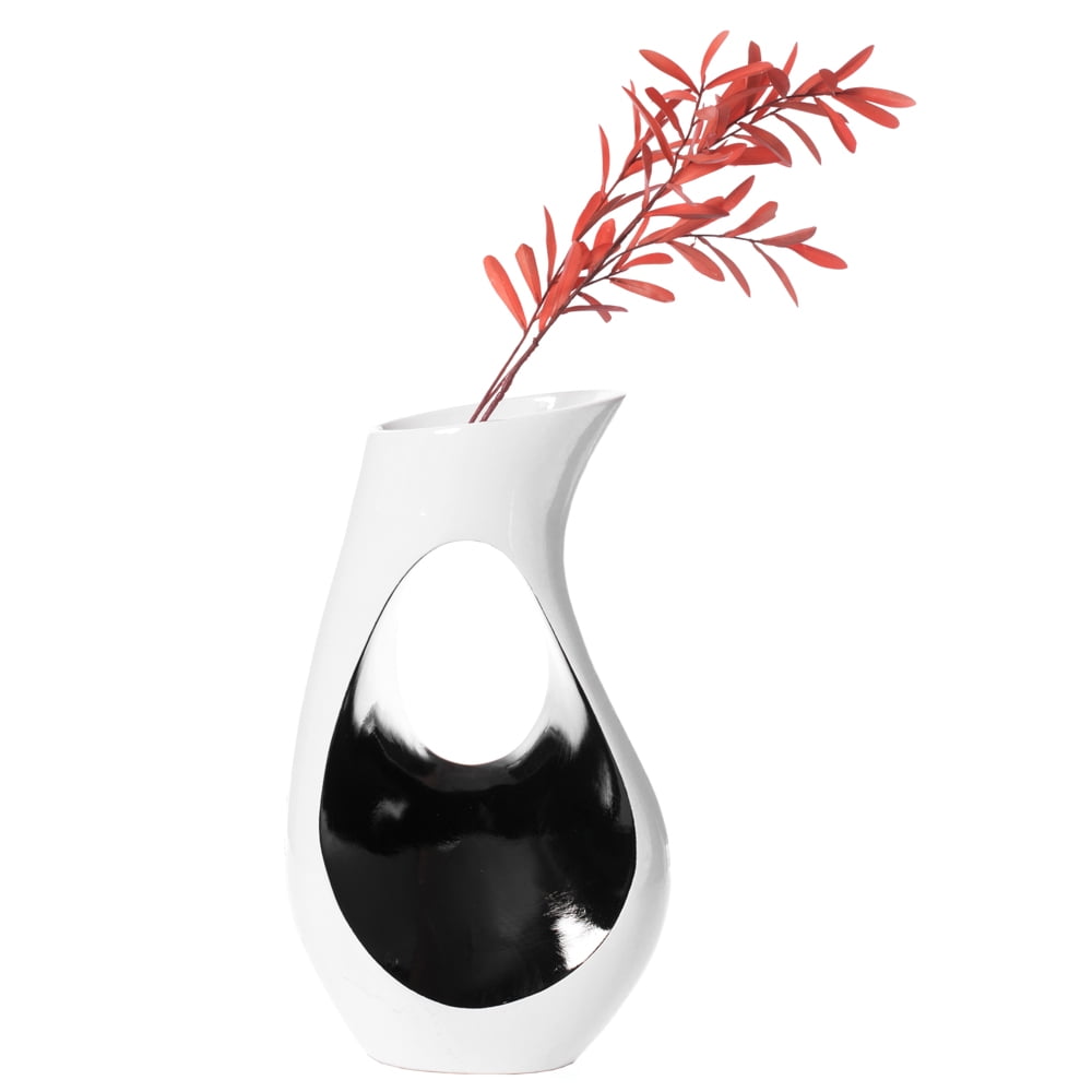 Elegant White Fiberglass 24" Tall Modern Floor Vase