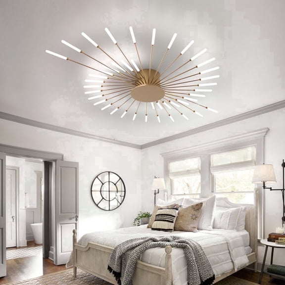 Modern flower shape LED Ceiling Light, Luxury Gold Ceiling Lamp for Living Room, Dining Room, Bedroom(42lights, D50.4xH3.54inch)