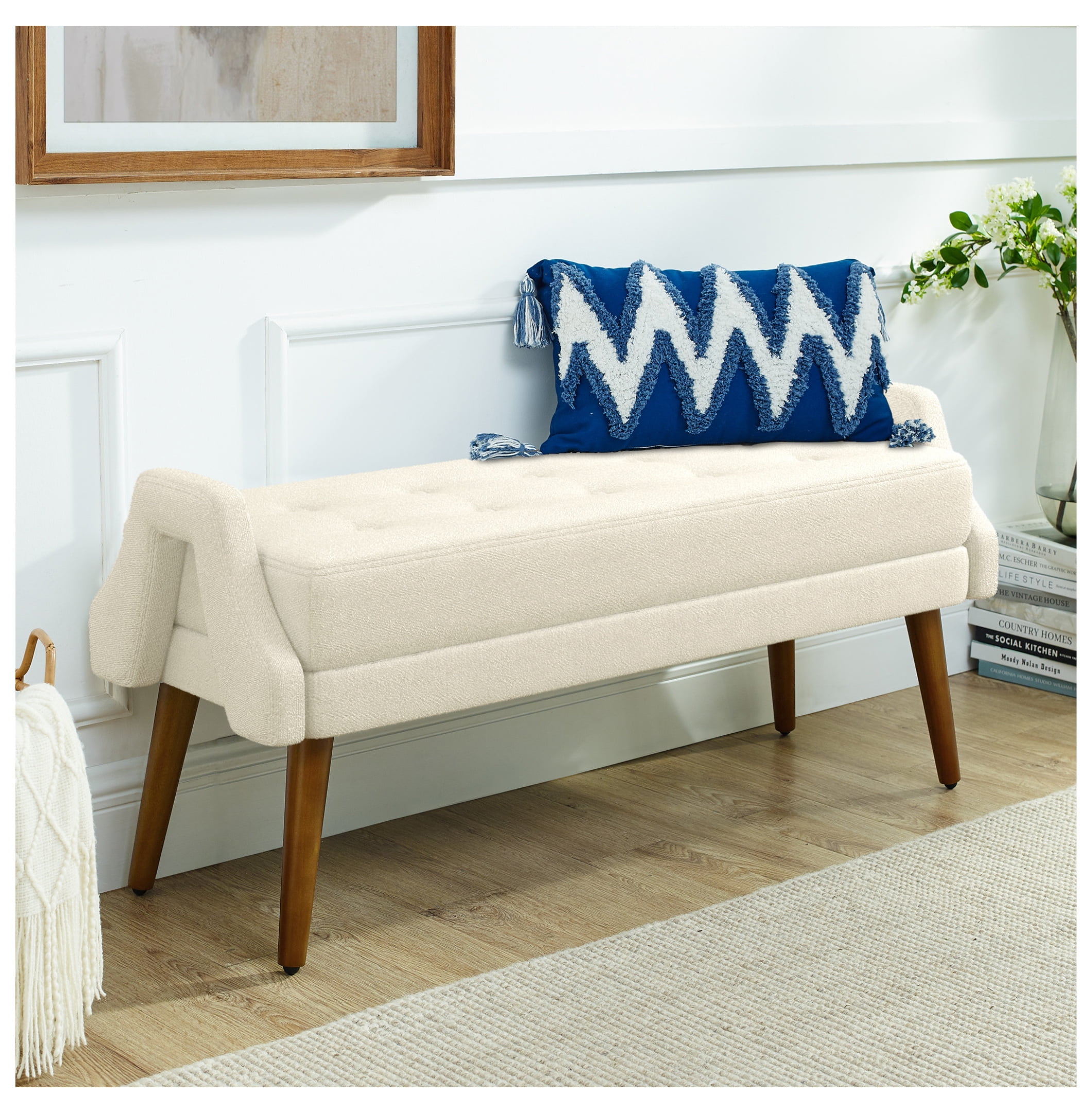 Modern living room , made of looped yarn fabric, with soft cushion ...