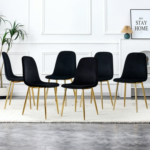 Modern minimalist rectangular imitation marble dining table, 0.3 inches thick, metal legs, suitable for kitchen, dining room, and living room 51.2"* 31.5" * 29.8 ",Black 6 Chairs