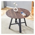 thumbnail image 1 of Modern minimalist round dining table and coffee table. 42 Inch Diameter MDF Table Top, Deep Wood Grain Table Top, Black Metal Legs, Fits Home & Office F-1172, 1 of 8