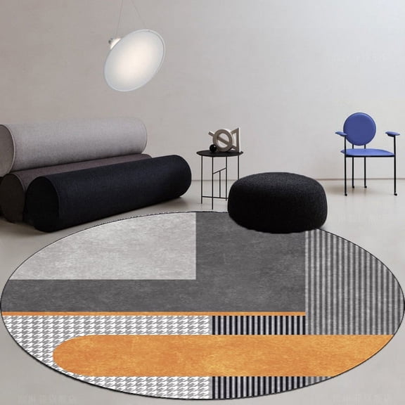 Modern minimalist striped round crystal velvet carpet office dining table study bench dirt resistant bedroom carpet pad