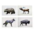 thumbnail image 1 of Modern off-white and Brown Rustic Double Exposure Woodland Animal Adult Cabin Set; 4- 10" x 8" Un-Framed Prints, 1 of 3