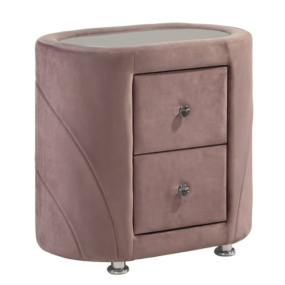 Modern oval 2-drawer pink cabinet / Ensures smooth drawer operation in bedroom