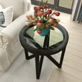thumbnail image 1 of ZHAOXIXING Round Glass Coffee Table with Solid Wood Base, 1 of 11