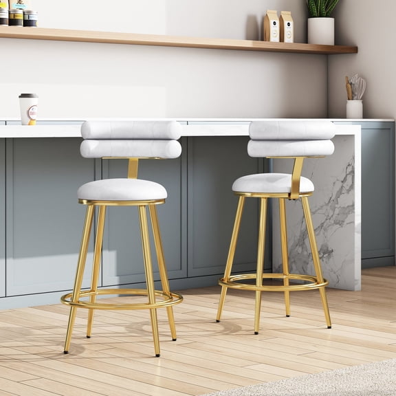 Modern style stools - Soft back and circular footrest - Kitchen environment - Comfort for body and feet