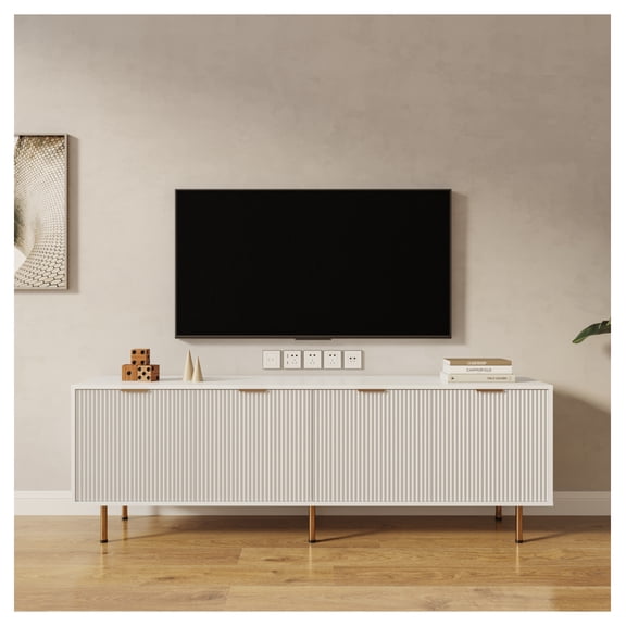 Modern warm white TV cabinet for 80 inch TV Stands, for Living Room Bedroom