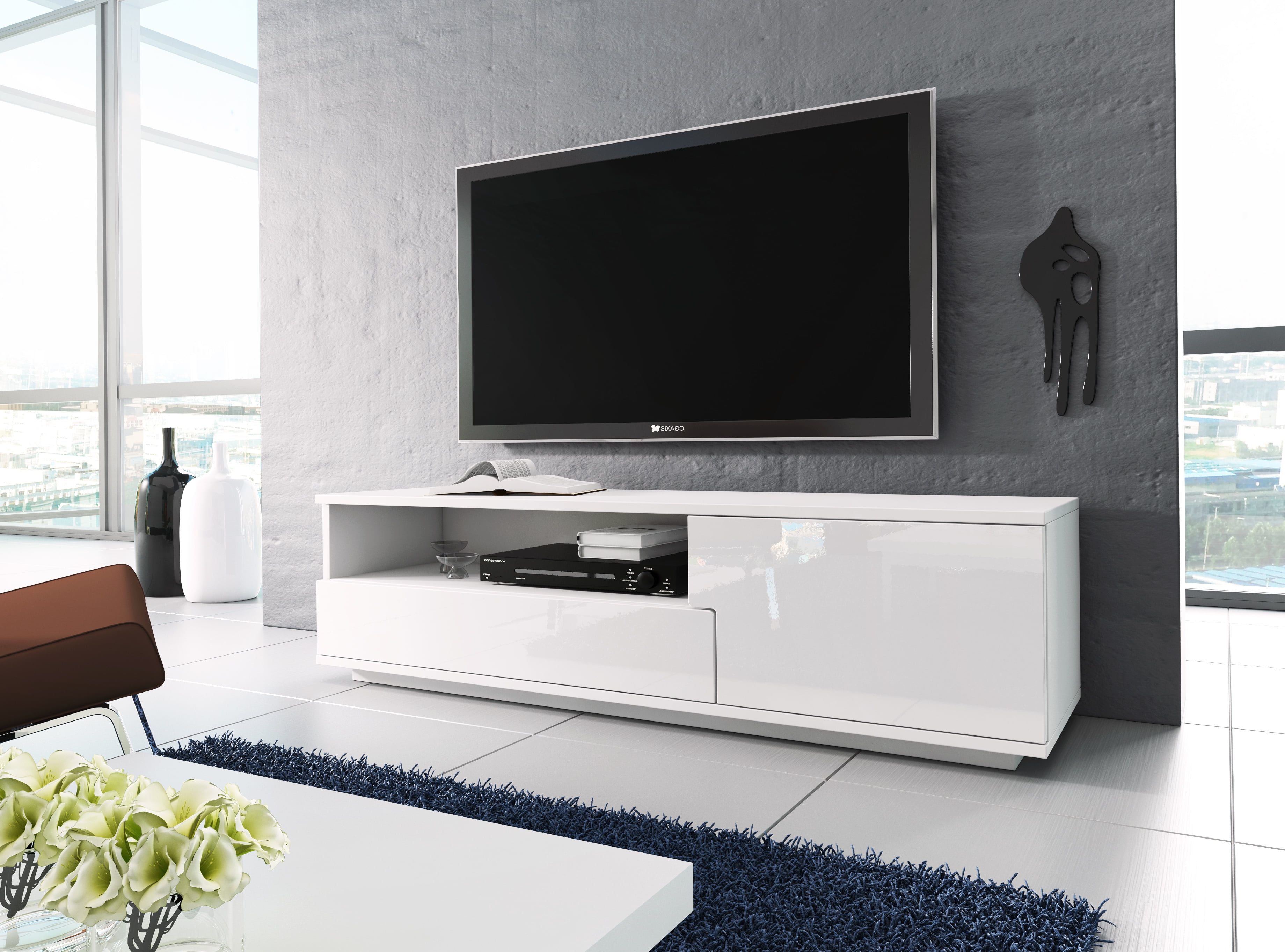 Modern white 54" TV Stand LEON 2 for TV's up to 60"