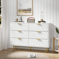 thumbnail image 1 of Modern white 6 Drawers for Bedroom, Small Size Wooden drawers with Gold Handles, Chest Dresser with Deep Drawers for living room, 1 of 1