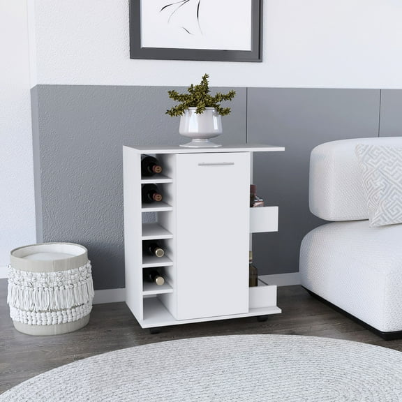 Modern white design - Stores bar accessories securely - For home entertaining needs - Easy to assemble without tools