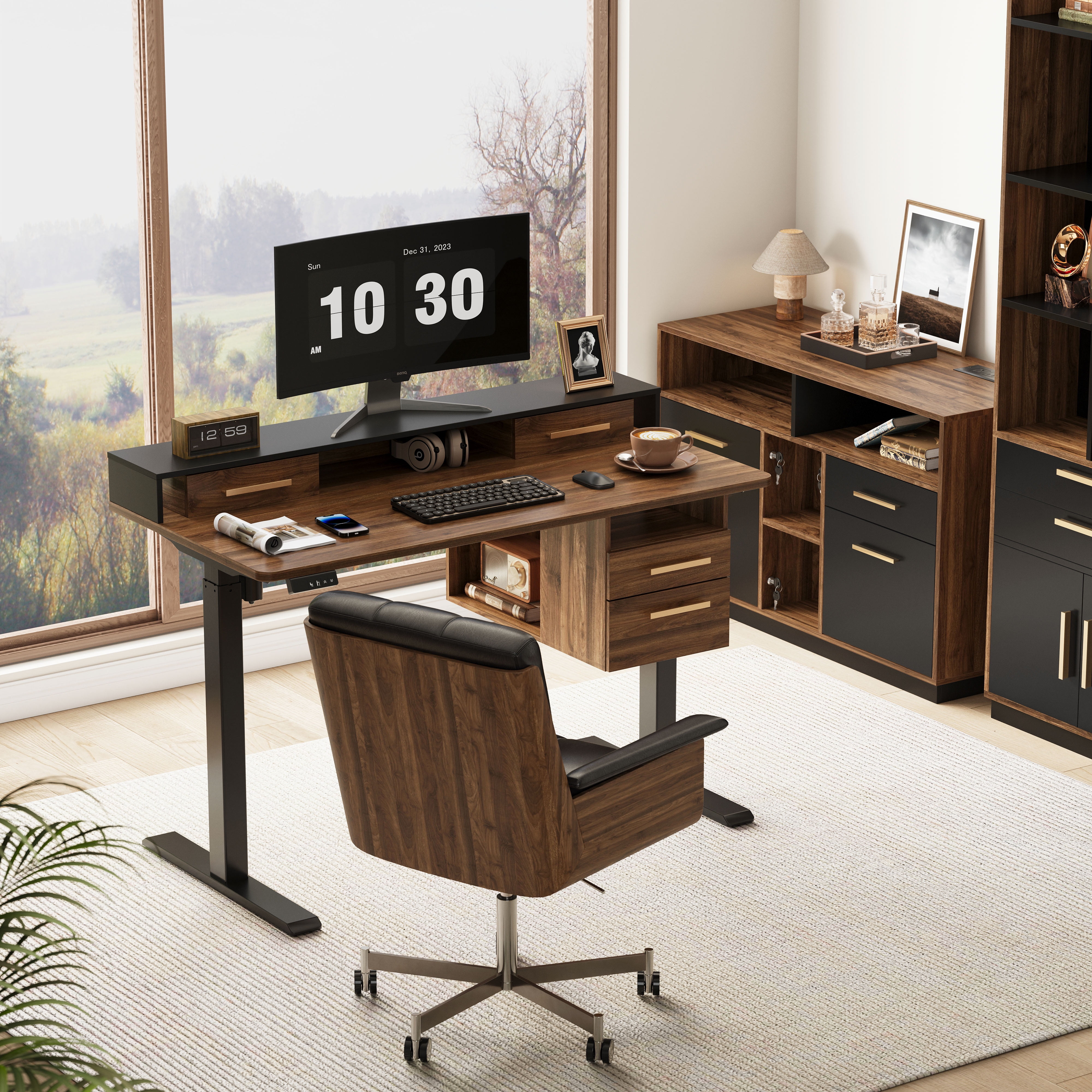 ModernMate 47.2" × 23.6" Electric Standing Desk with 4 Drawers, Height ...