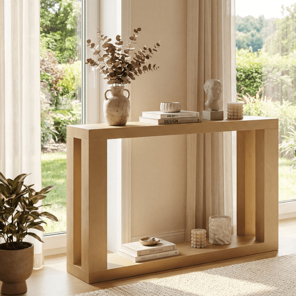 ModernMate 48" Wooden Console Table for Entryway, Natural Oak