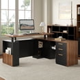 thumbnail image 1 of ModernMate 63" Height Adjustable Standing Desk with Privacy Panel, 2 Large One-Piece Desktops, L-Shaped Executive Workstation with 3-Drawer Filing Cabinet for Home Office, 1 of 6