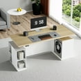 thumbnail image 1 of ModernMate 71" W One-Piece Electric Height Adjustable Standing Desk with Privacy Panel Charging Station, File Cabinet Storage For Home Office, 1 of 7