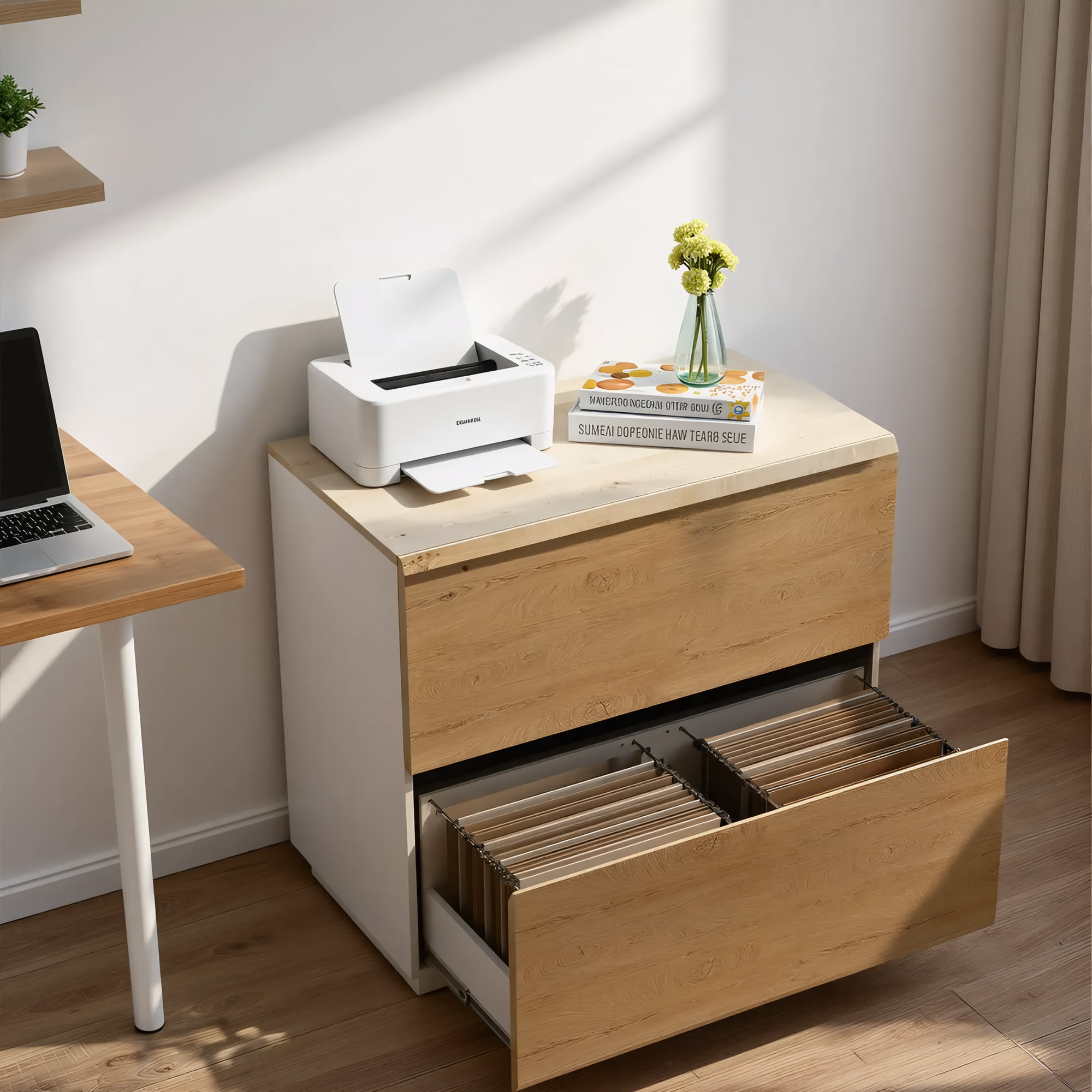 ModernMate Wood File Cabinet  with Anti-tilt for Home Office，2 Drawer Lateral File Cabinet A4/Letter Files with Anti-tilt