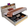 thumbnail image 1 of ModernSizeBed, With Headboard, Hydraulic StorageLighting, USB Charging Ports, Upholstered Bed Slats Support, 1 of 8