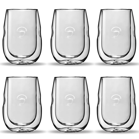 Moderna Artisan Series Double Wall Insulated Wine Glasses - Set of 6 Wine and Beverage Glasses