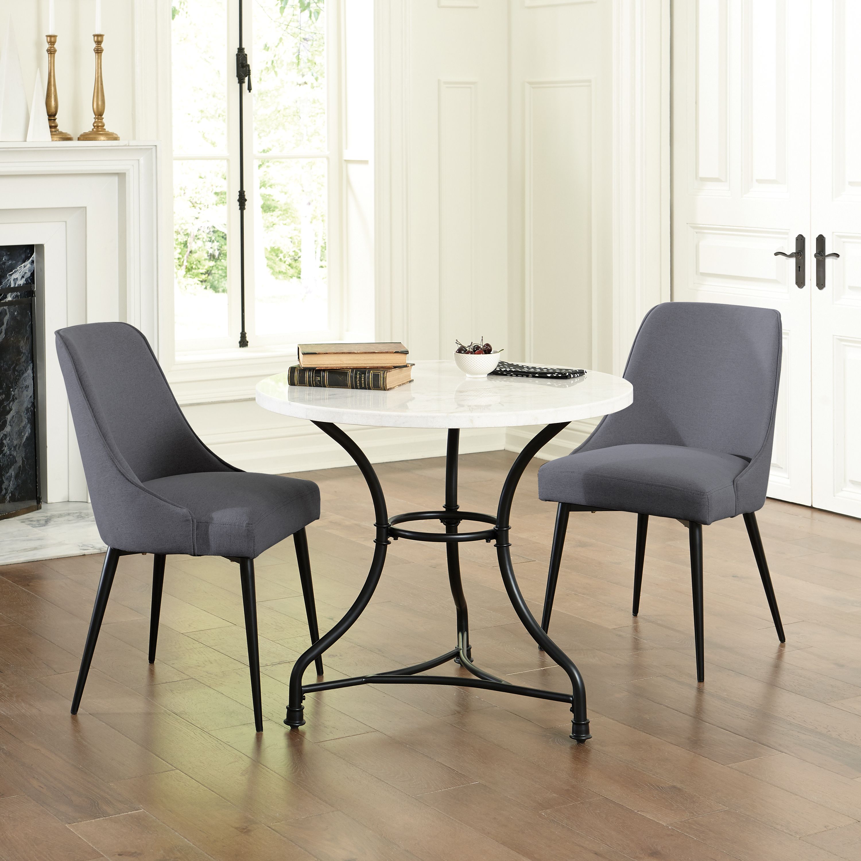 Moderne 3 Piece Round Dining Set with Charcoal Chairs by Chateau Lyon - image 1 of 10