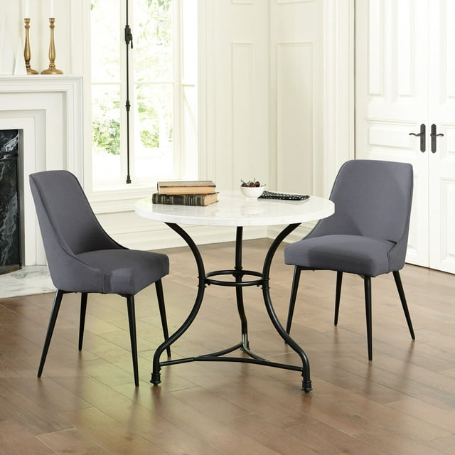 Moderne 3 Piece Round Dining Set with Charcoal Chairs by Chateau Lyon