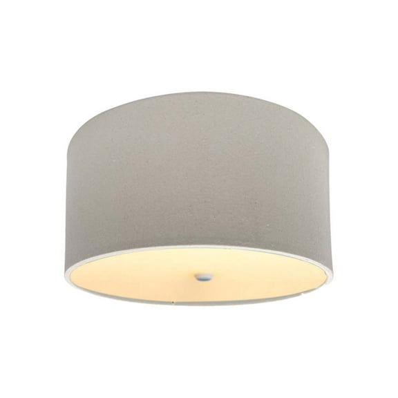 Moderne Flush Mount Conversion Kit 16"w Light Oatmeal Linen Drum Lampshade