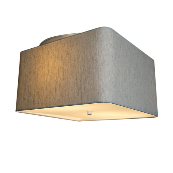 Moderne Flush Mount Conversion Kit 16"w Rounded Corner Square Oatmeal Drum Shade