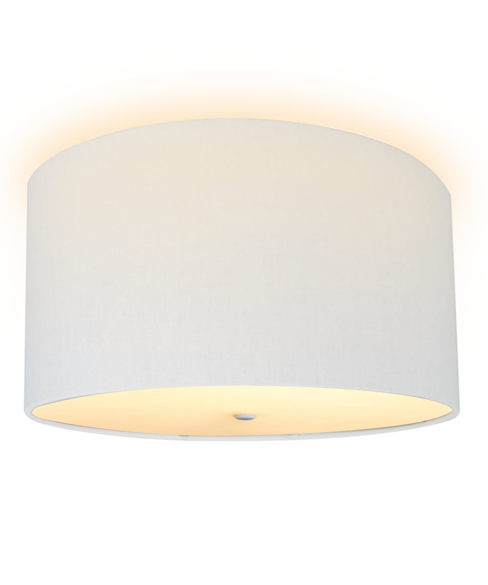 Moderne Flush Mount Conversion Kit 16"w White Linen Drum Lampshade